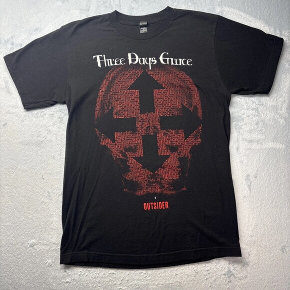 Three Days Grace Outsider Men’s Black 2019 Tour Crew Neck T-Shirt Men’s Medium - Picture 1 of 6